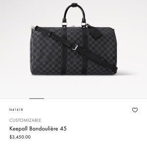 Louis Vuitton Keepall Bandoulière 45 Black Checkered and toiletries bag